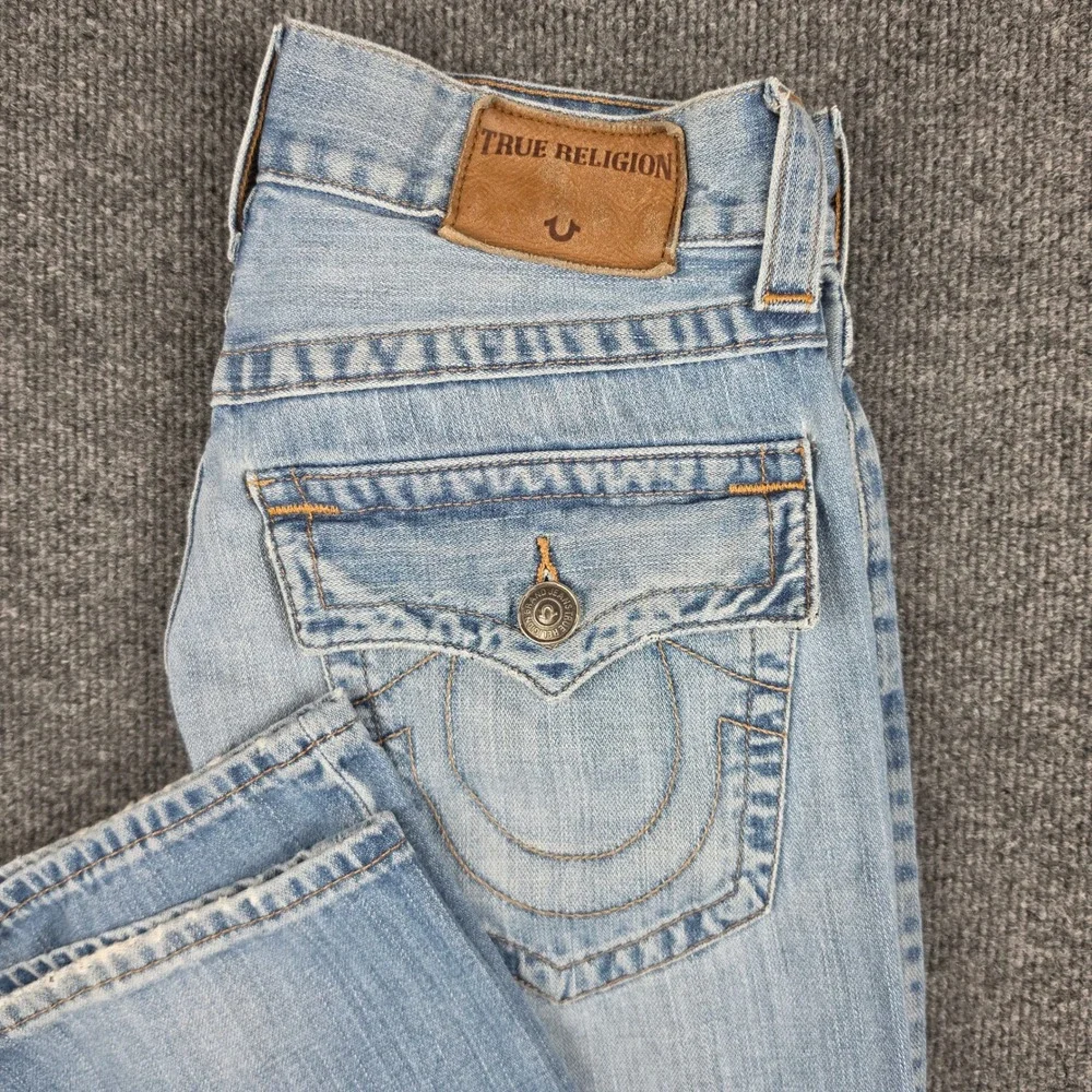 True Religion Ricky Relaxed Straight Jeans Men's 28 x34 Light Wash Denim Blue
